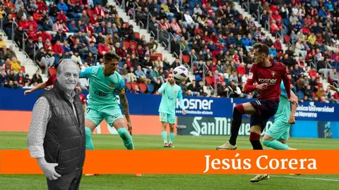 Aimar Oroz en un lance el juego del partido de este martes en El Sadar contra el Mallorca. ÍÑIGO ALZUGARAY