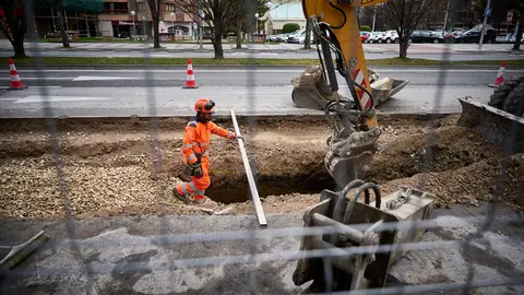 Obras en la Calle Pío XII y calle Iturrama de Pamplona. PABLO LASAOSA