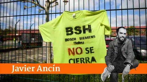 Una camiseta de protesta por el anuncio de cierre de la BSH en Esquíroz. IÑIGO ALZUGARAY
