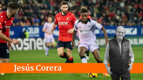 Nico Williams ante Jon Mincayola en el Osasuna - Athletic de la temporada pasada. &Iacute;&Ntilde;IGO ALZUGARAY