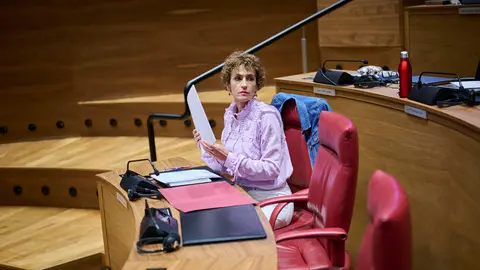 Mar&iacute;a Chivite, presidenta del Gobierno de Navarra, durante el Pleno del Parlamento. PABLO LASAOSA