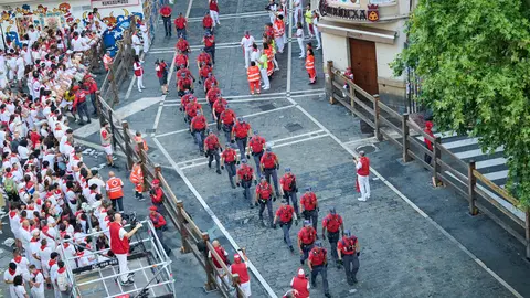 Segundo encierro de San Ferm&iacute;n 2026 con toros de Cebada Gago en Telef&oacute;nica. PABLO LASAOSA