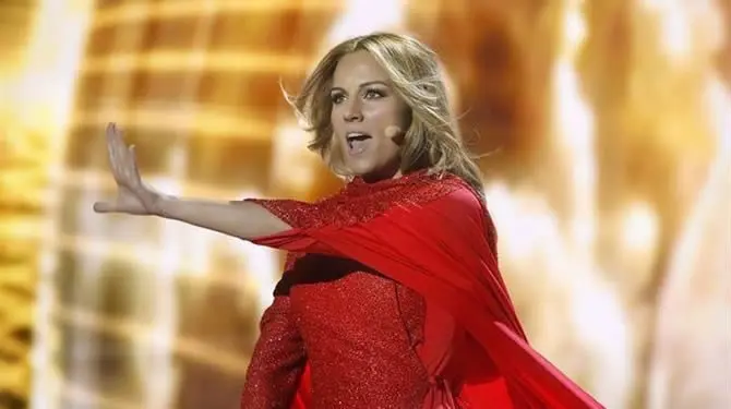 La cantante Edurne duarante su actuación en el festival de Eurovisión. RTVE