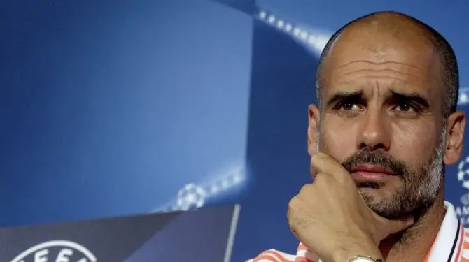 Josep Guardiola en una rueda de prensa del Bayern Múnich.