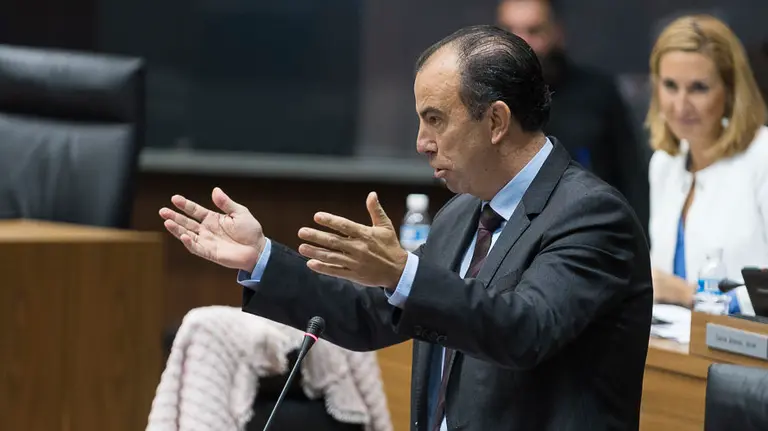 Parlamentarios de UPN, PP, PSN-PSOE, Geroa Bai, EH Bildu, Podemos, Izquierda Ezkerra durante un pleno en el Parlamento de Navarra