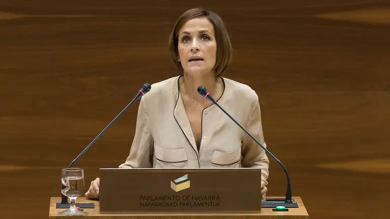 Parlamentarios de UPN, PP, PSN-PSOE, Geroa Bai, EH Bildu, Podemos, Izquierda Ezkerra durante un pleno en el Parlamento de Navarra. María Chivite.