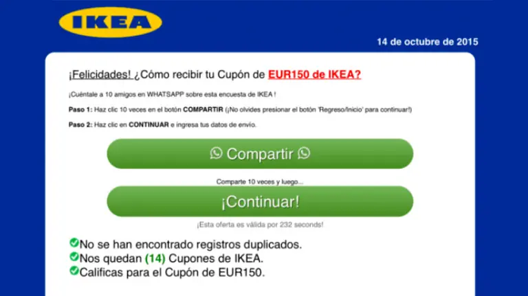 El falso cup&oacute;n de Ikea.
