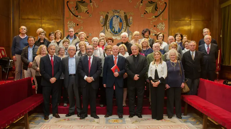 Valentín Vázquez de Prada en la presentación de su libro ‘Mercaderes navarros en Europa. Siglo XVI’ en la Universidad de Navarra.