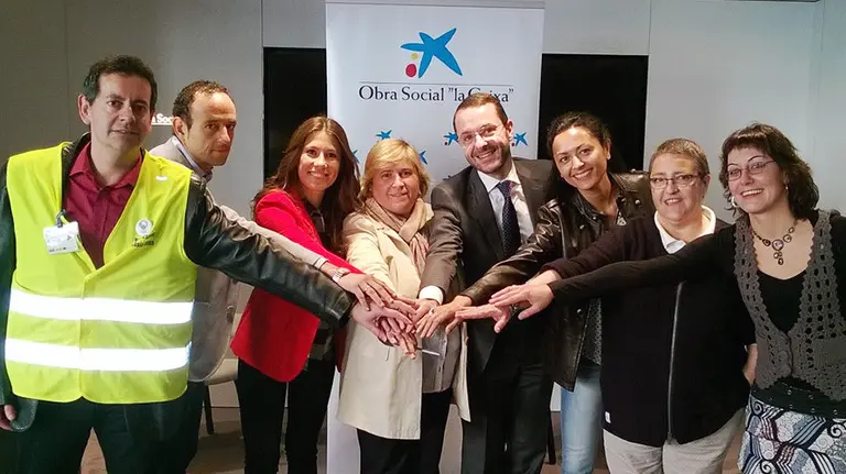 Fermín Tarragona Castro (teniente de alcalde de Burlada); Abel García Ciria (Centro Padre Lasa), Erika Les Ochoa (Centro Padre Lasa), Elena Vizcay Azkoitia (Nuevo Futuro), Carlos Ayesa Villar (CaixaBank), Elisa Palacios Santos (Ayuntamiento de Barañáin), Ana Carmen Senosiáin Echarte (Ayuntamiento de Burlada) e Itziar Martínez Arbeloa (Asociación Hegoak).