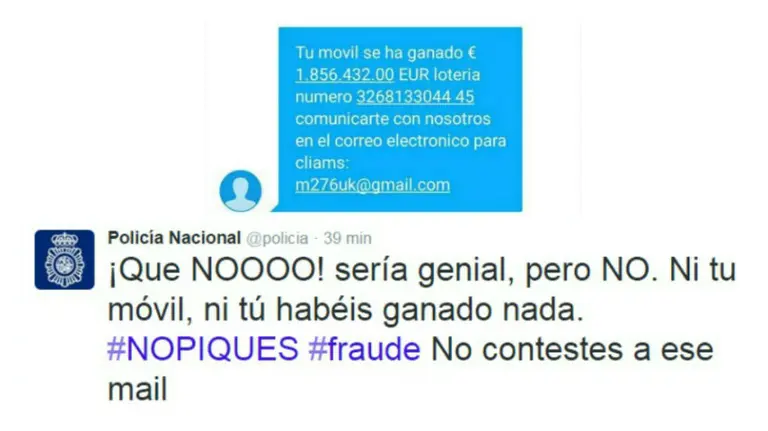 Bulo de WhatsApp 'Lotería'.