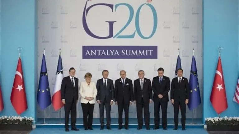 Mariano Rajoy, junto a otros presidentes europeos, en la cumbre del G-20