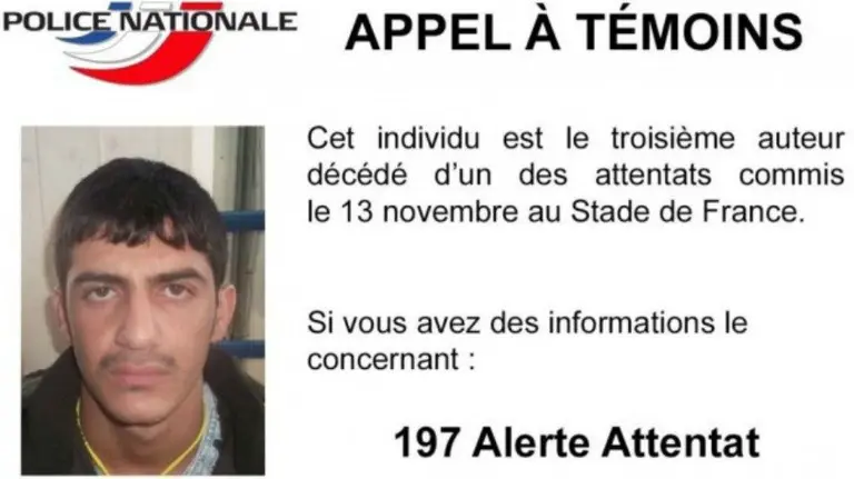 Imagen suministrada por la Polic&iacute;a francesa del tercer autor de los atentados del 'viernes negro'.