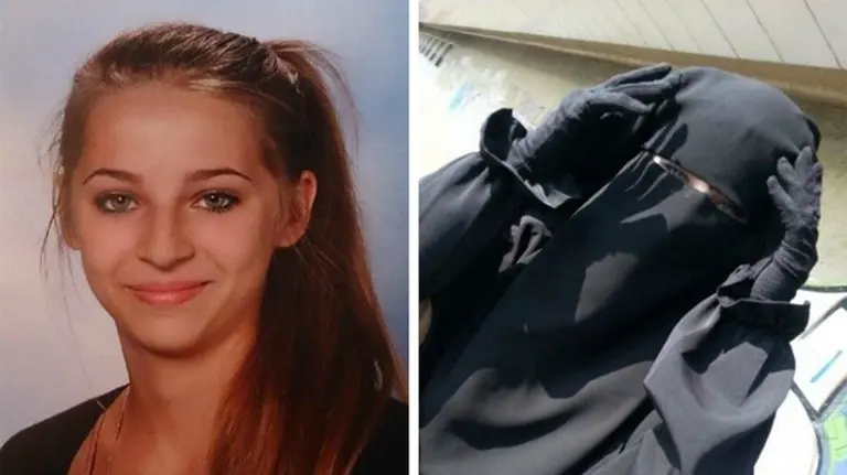 Samra Kesinovic antes y después de viajar a Siria.