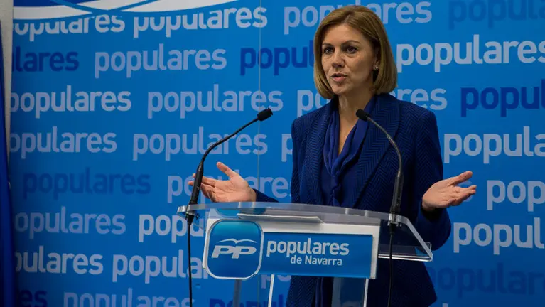 María Dolores Cospedal, secretaria general del PP, visita Pamplona para intervenir en la Junta Directiva Regional del Partido Popular de Navarra. IÑIGO ALZUGARAY. -17