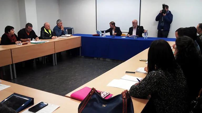 Un momento de la reunión mantenida entre Barkos y las Apymas