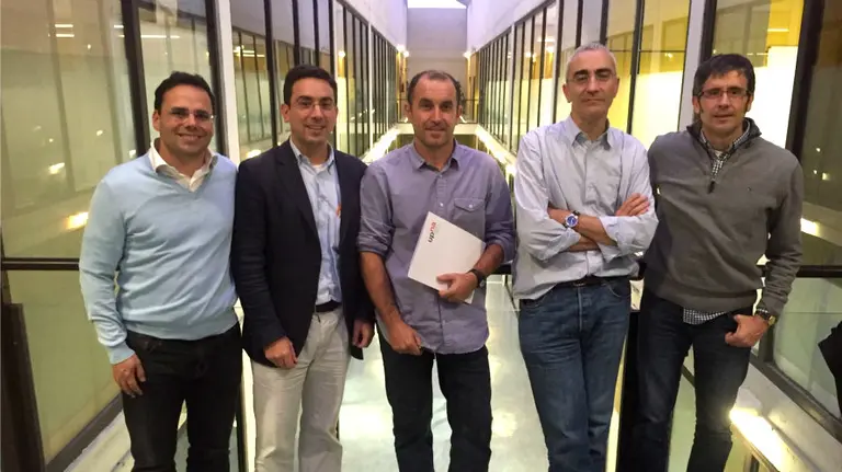 Comité científico responsable de la reunión: (de izq. a derecha), Mirko Abbritti (U. Navarra), Antonio Moreno Ibáñez (U. Navarra), Mikel Casares Polo (UPNA), José Enrique Galdón Sánchez (UPNA) y Jesús Vázquez Pérez (U. País Vasco).