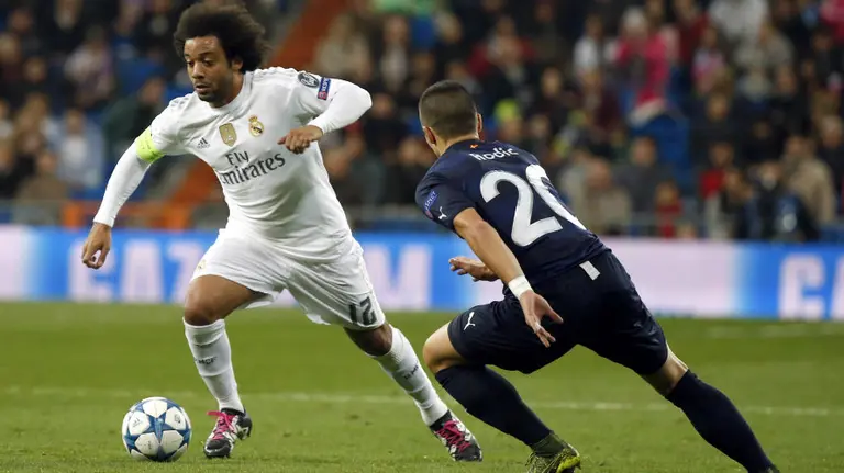Marcelo en acción ante el Malmoe. Efe.
