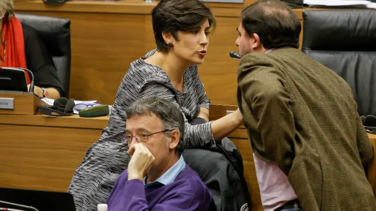 María Solana, Unai Hualde, Patxi Leuza, de Geroa Bai.