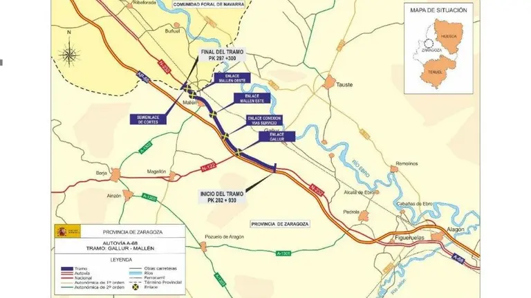 Obras del tramo Gallur-Mallén, de la autovía A-68 de Zaragoza.