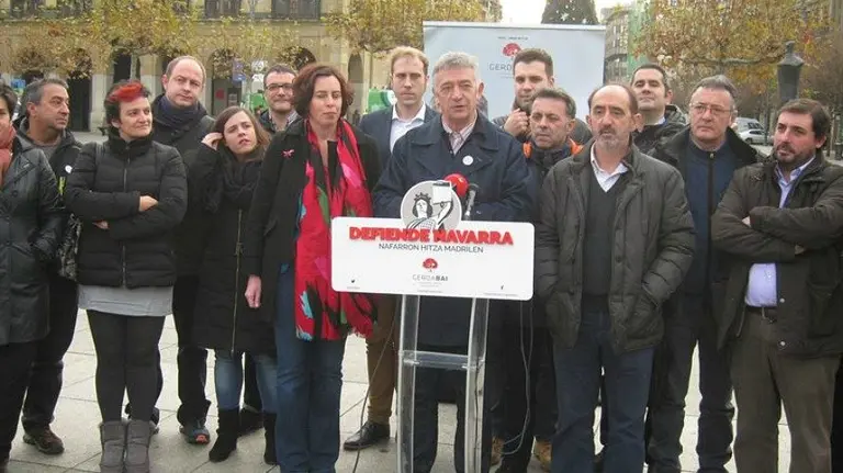 Acto de campaña de Koldo Martínez en la Plaza del Castillo.