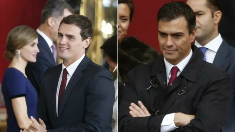 Albert Rivera y Pedro Sánchez en las celebraciones del 12O. EFE.