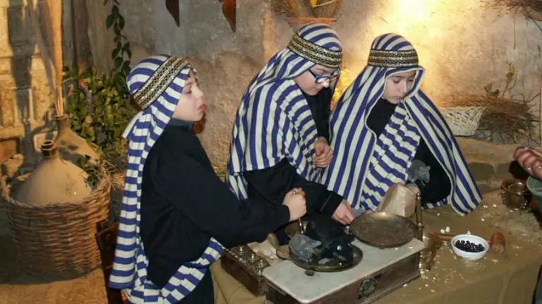 Un momento de la representación del belén viviente de Peralta en 2014..