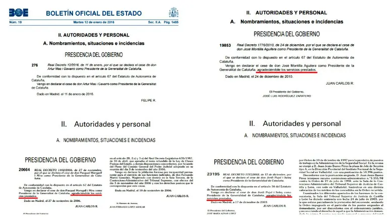 Publicación del cese de Artur Mas.