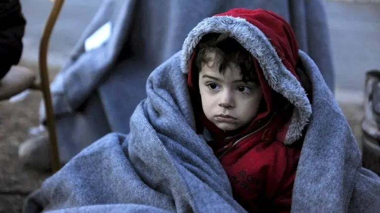 Niño refugiado en Europa.
