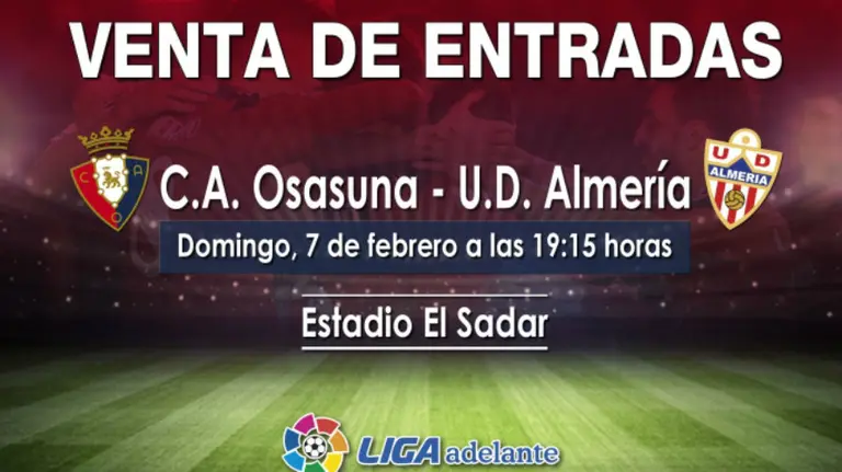 Entradas a la venta para el Osasuna - Almería.
