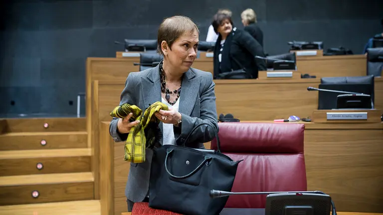Uxue Barkos en el Parlamento de Navarra. PABLO LASAOSA
