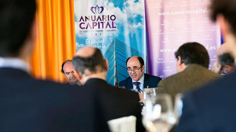 Presentación del anuario de Navarra Capital en Madrid con el vicepresidente Manu Ayerdi