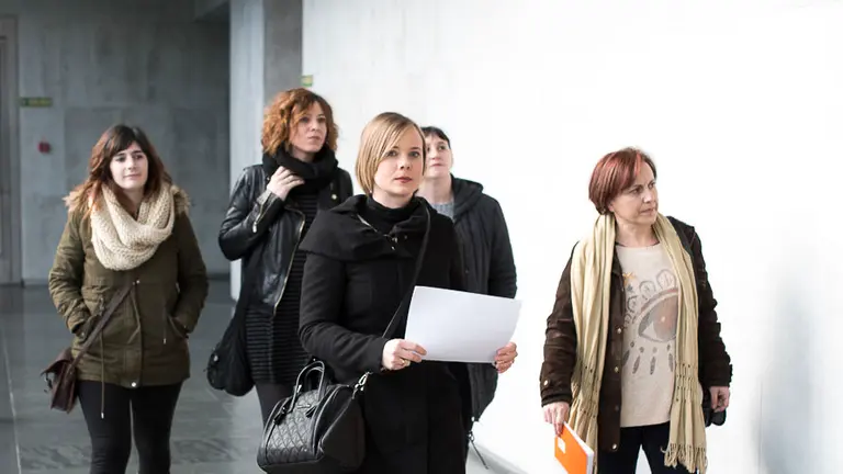 Las profesoras afectadas por el cambio de modelo lingüístico comparecen en el parlamento de Navarra. PABLO LASAOSA