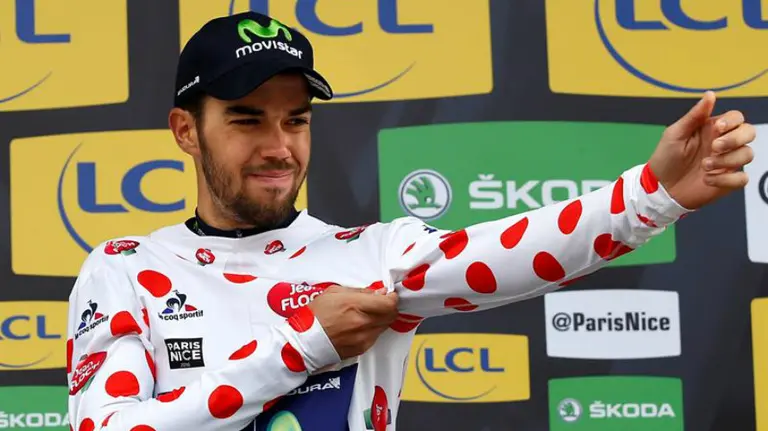 Jesús Herrada (Movistar team) con el maillot de la montaña. Efe.