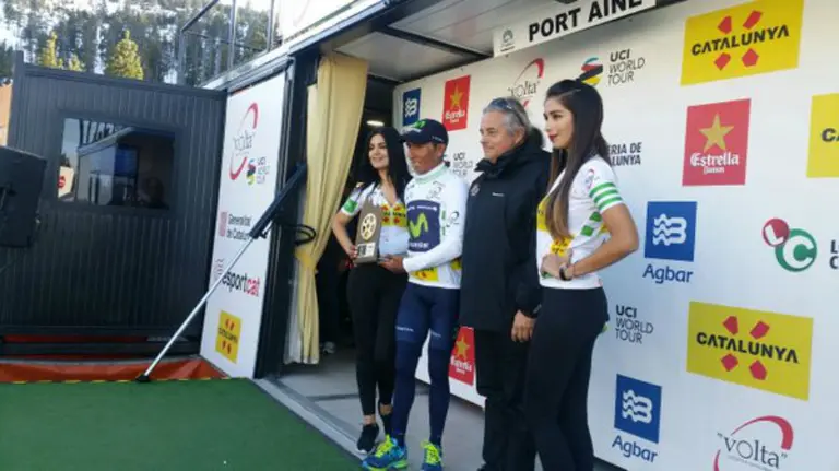 Nairo Quintana en el p&oacute;dium de la Volta a Catalunya.
