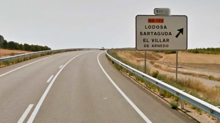 Lugar del accidente en la N134 a la altura de Lodosa.
