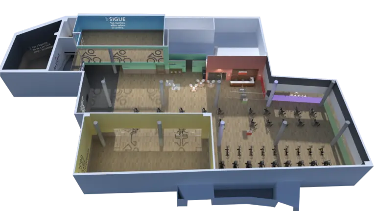 vista top 3D Nuevo gimnasio Altafit en la estaci&oacute;n de autobuses de Pamplona