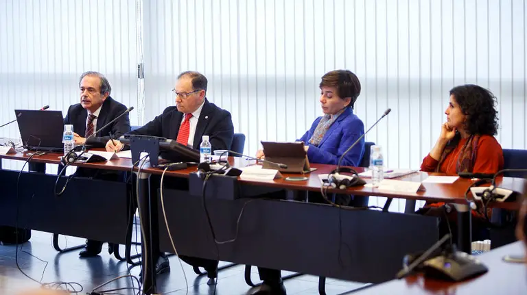 De izquierda a derecho, Antonio Abril Abadín, Román Felones Morrás, Eloísa Ramírez Vaquero y Marta Rey García.