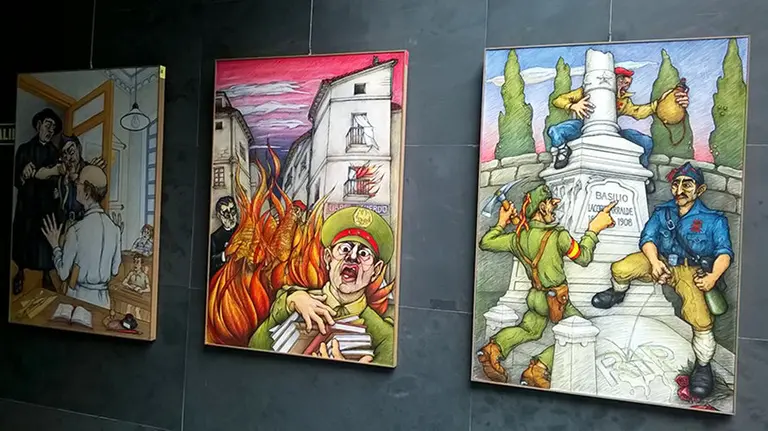 Algunos de los cuadros que podrán verse en la exposición programada por Ainhoa Aznárez