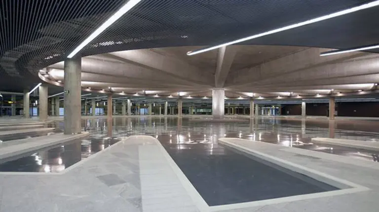Interior de la estación de autobuses de Pamplona, donde ha tenido lugar el simulacro.