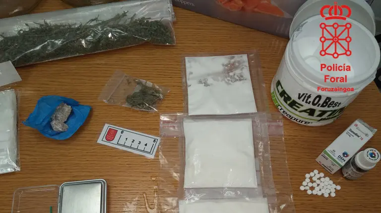 Droga incautada en Tudela por la Policía Foral.