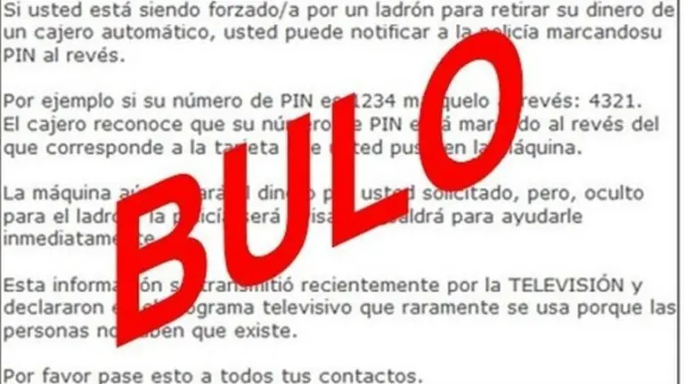 MENTIRA Tu PIN marcado al revés en el cajero no pide auxilio en caso de robo. 
