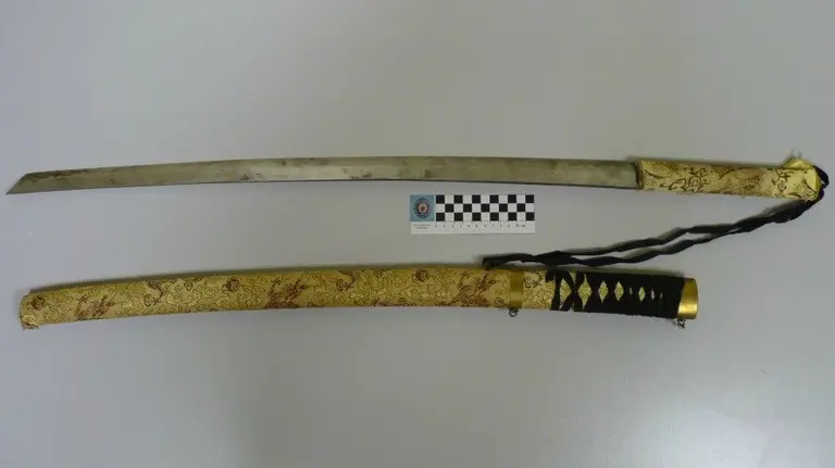 Katana con la que los detenidos increparon a los agentes de la Polic&iacute;a Municipal. 