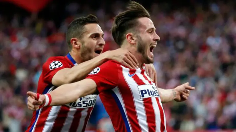 Sa&uacute;l &Ntilde;&iacute;guez celebra su gol. Lfp.