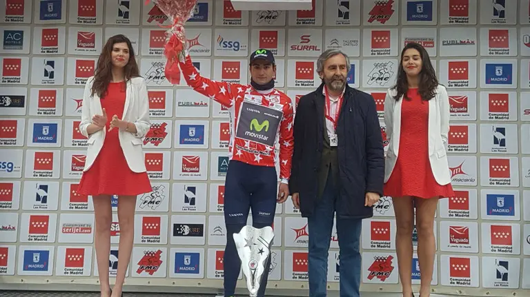 Juanjo Lobato en el pódium de Madrid. Foto Movistar team.