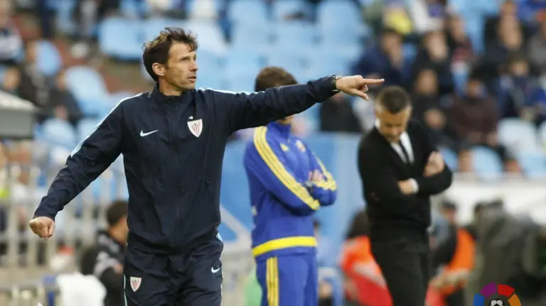 José Ángel Ziganda en la Romareda. Lfp.