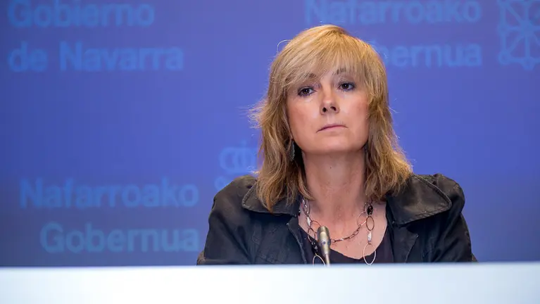 Ana Ollo, portavoz del Gobierno y consejera de Relaciones Ciudadanas e Institucionales, durante la rueda de prensa semanal del Gobierno de Navarra(2). IÑIGO ALZUGARAY