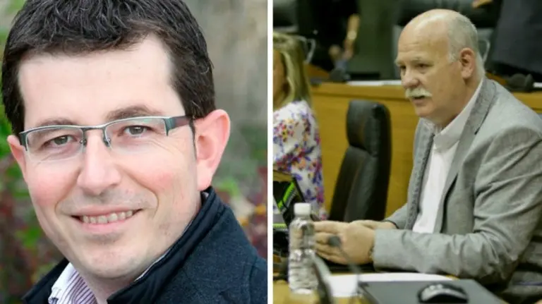 Los candidatos al Senado en UPN, Pachi Yanguas (izda) y Jerónimo Gómez Ortigosa (dcha).