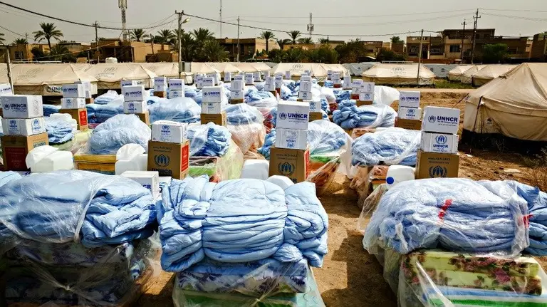 Material de Acnur para los campos de refugiados sirios.