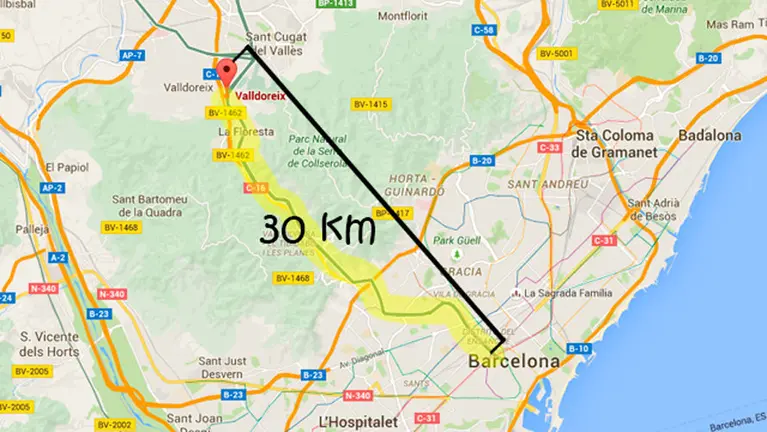 Mapa del recorrido que realizaron los niños de 5 años fugados.