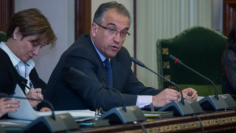 Ana Elizalde y Enrique Maya en la reunión de la Comisión de Asuntos Ciudadanos del Ayuntamiento de Pamplona. (2). IÑIGO ALZUGARAY